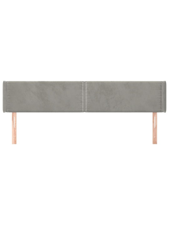 Čelo postele typu ušák světle šedé 203x16x78/88 cm samet