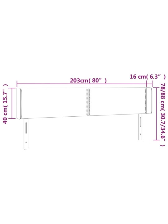 Čelo postele typu ušák tmavě šedé 203x16x78/88 cm samet