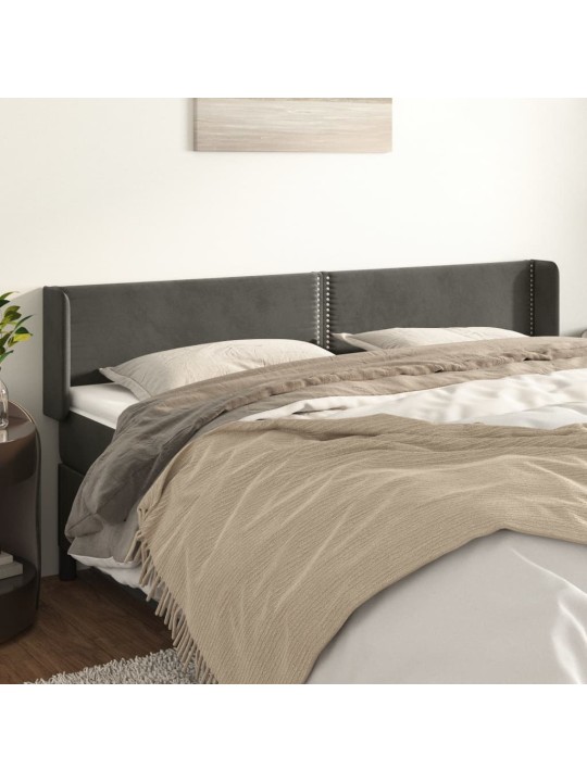 Čelo postele typu ušák tmavě šedé 203x16x78/88 cm samet