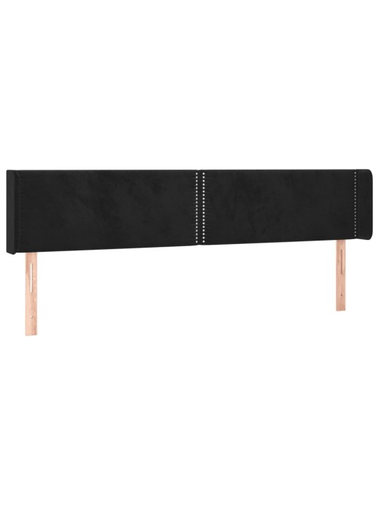 Čelo postele typu ušák černé 203x16x78/88 cm samet
