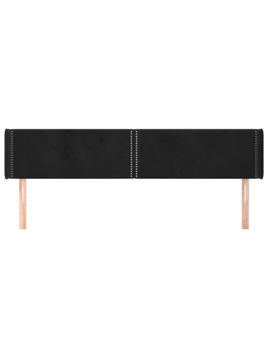 Čelo postele typu ušák černé 203x16x78/88 cm samet