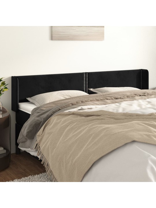 Čelo postele typu ušák černé 203x16x78/88 cm samet