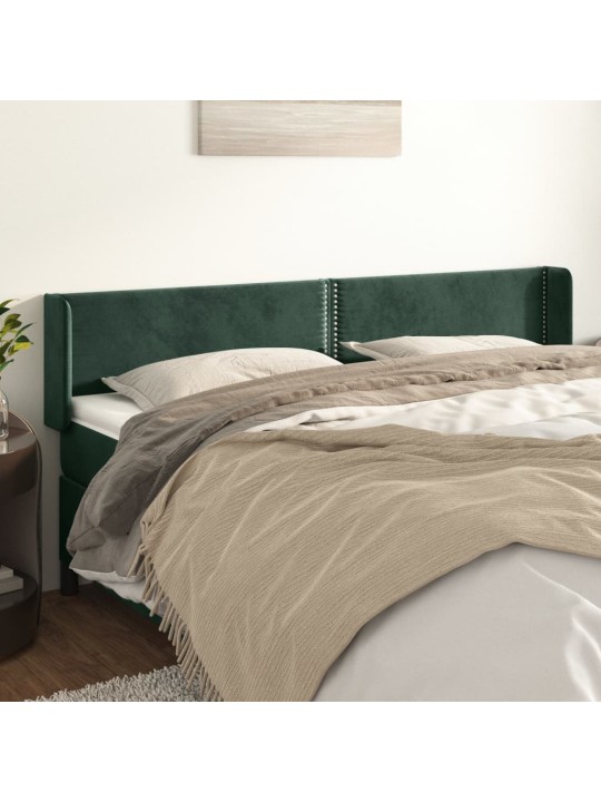 Čelo postele typu ušák tmavě zelená 203x16x78/88 cm samet