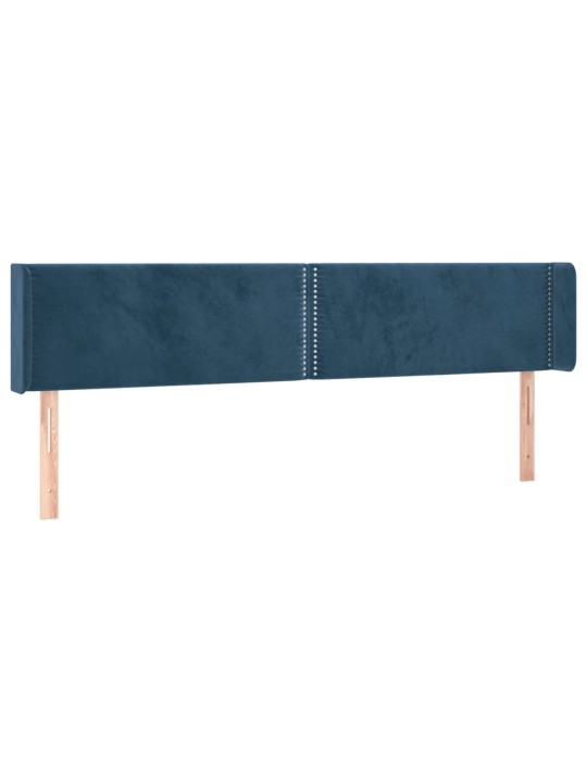 Čelo postele typu ušák tmavě modrá 203x16x78/88 cm samet