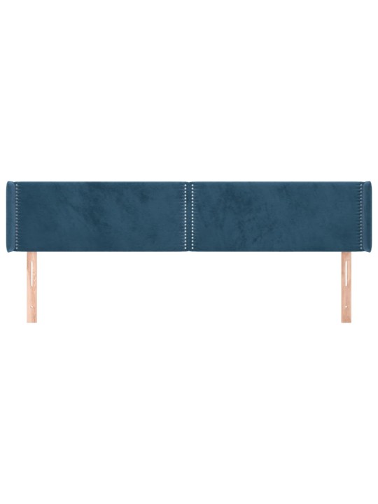 Čelo postele typu ušák tmavě modrá 203x16x78/88 cm samet