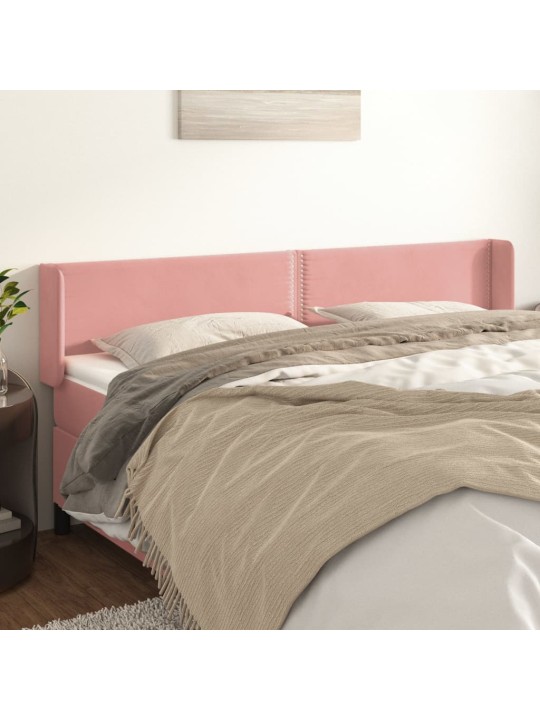 Čelo postele typu ušák růžová 203x16x78/88 cm samet