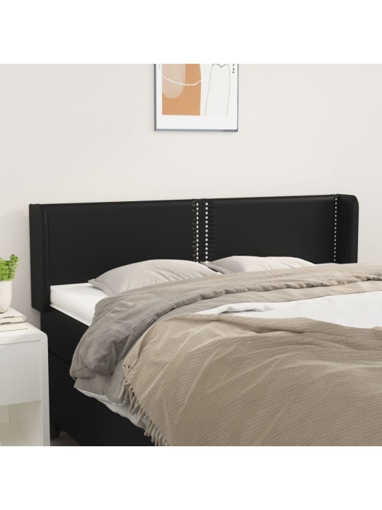 Čelo postele typu ušák černé 147x16x78/88 cm umělá kůže