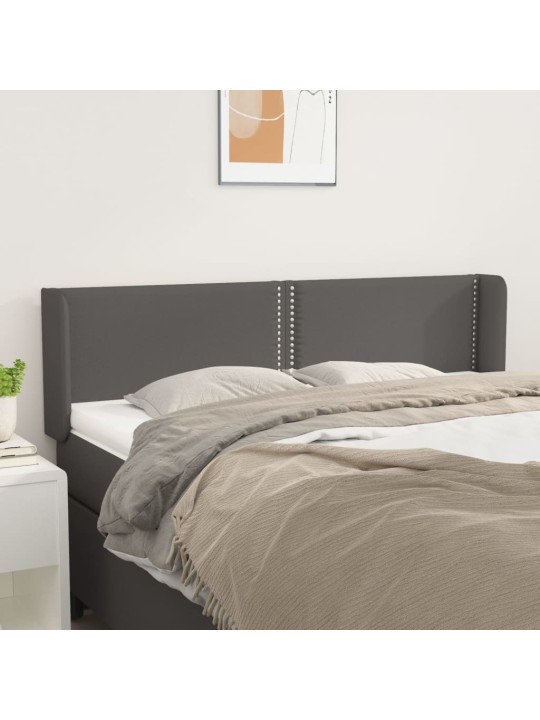Čelo postele typu ušák šedá 147 x 16 x 78/88 cm umělá kůže