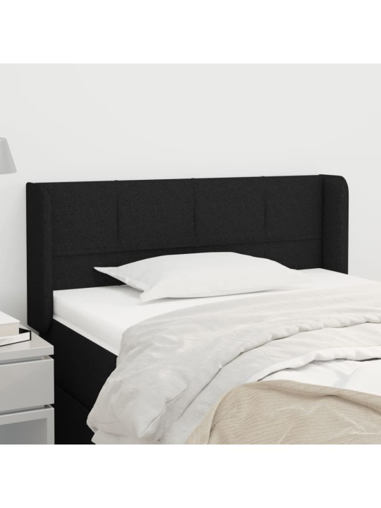 Čelo postele typu ušák černé 83 x 16 x 78/88 cm textil