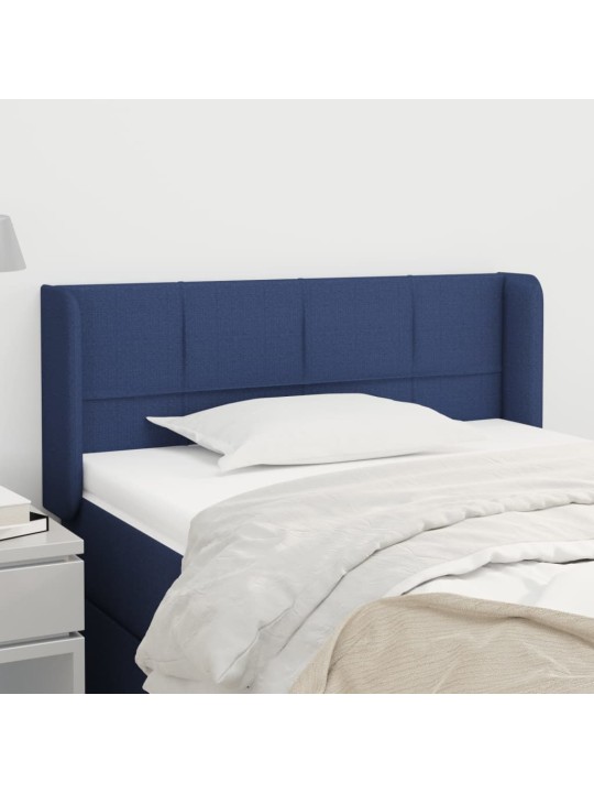 Čelo postele typu ušák modré 83 x 16 x 78/88 cm textil