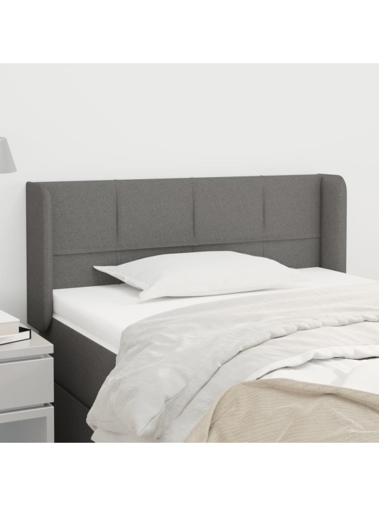 Čelo postele typu ušák tmavě šedé 93x16x78/88 cm textil