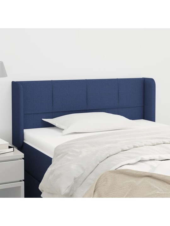 Čelo postele typu ušák modré 93 x 16 x 78/88 cm textil