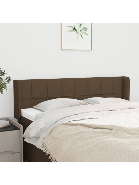 Čelo postele typu ušák tmavě hnědé 147x16x78/88 cm textil