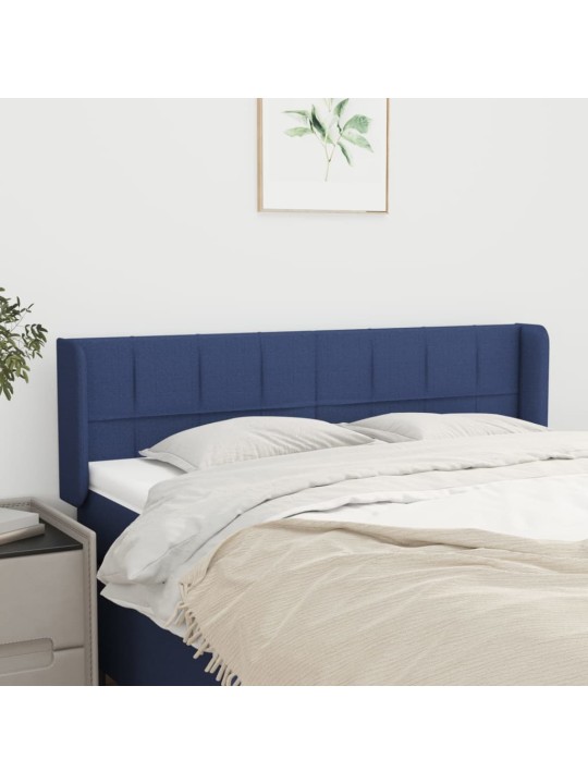 Čelo postele typu ušák modré 147 x 16 x 78/88 cm textil