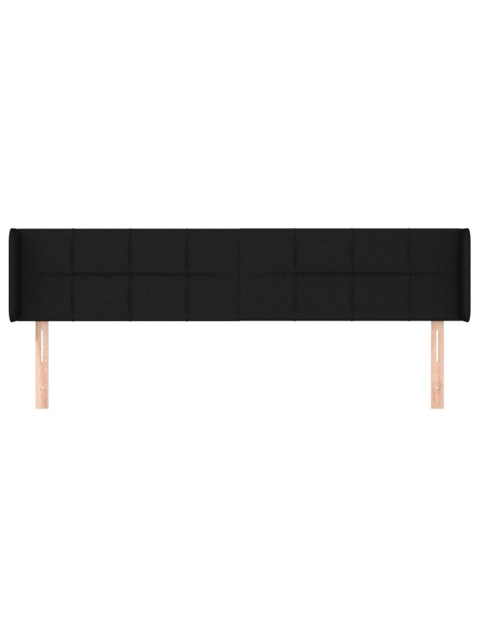 Čelo postele typu ušák černé 203 x 16 x 78/88 cm textil