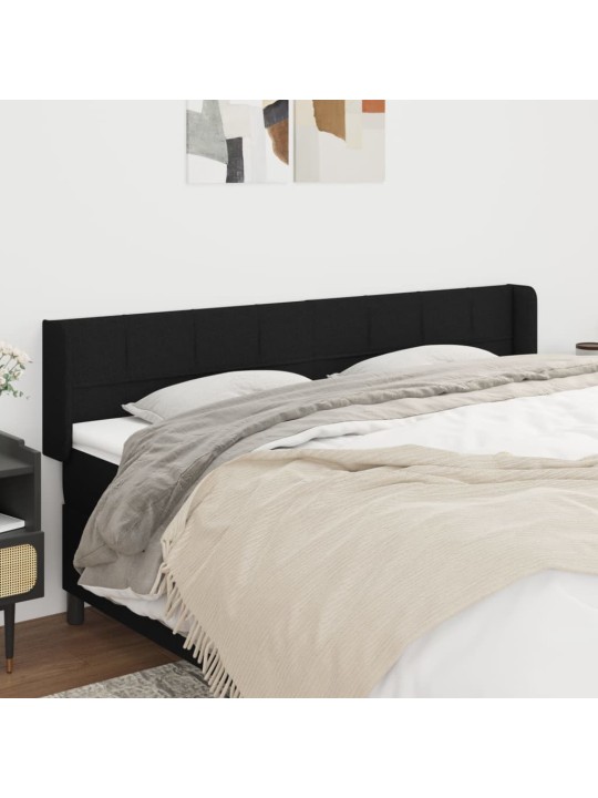 Čelo postele typu ušák černé 203 x 16 x 78/88 cm textil