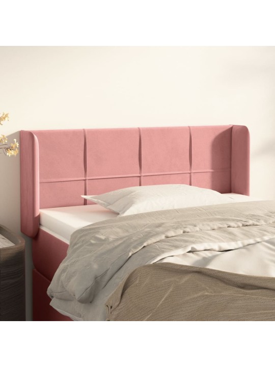 Čelo postele typu ušák růžová 83 x 16 x 78/88 cm samet