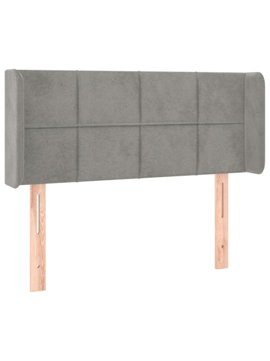 Čelo postele typu ušák světle šedé 93x16x78/88 cm samet