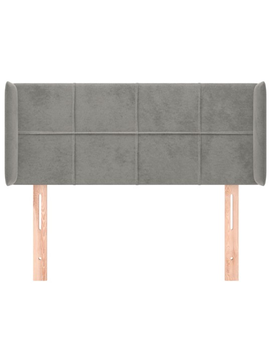 Čelo postele typu ušák světle šedé 93x16x78/88 cm samet