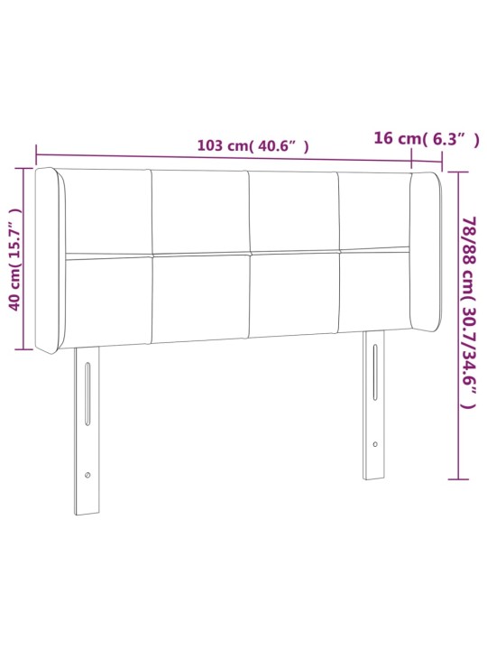 Čelo postele typu ušák tmavě šedé 103x16x78/88 cm samet