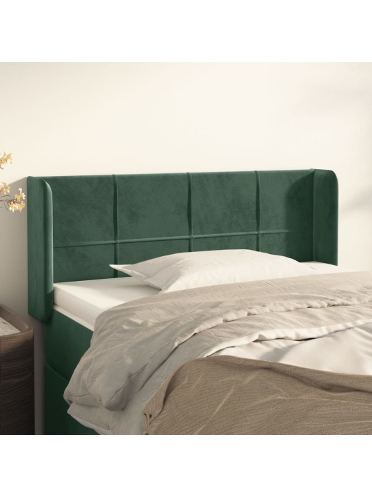 Čelo postele typu ušák tmavě zelená 103x16x78/88 cm samet