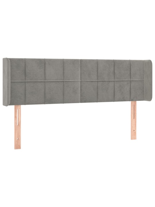 Čelo postele typu ušák světle šedé 147x16x78/88 cm samet