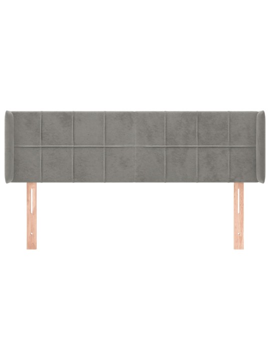 Čelo postele typu ušák světle šedé 147x16x78/88 cm samet