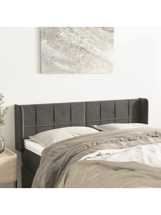 Čelo postele typu ušák tmavě šedé 147x16x78/88 cm samet
