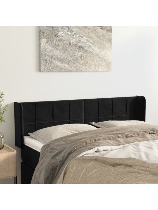 Čelo postele typu ušák černé 147x16x78/88 cm samet