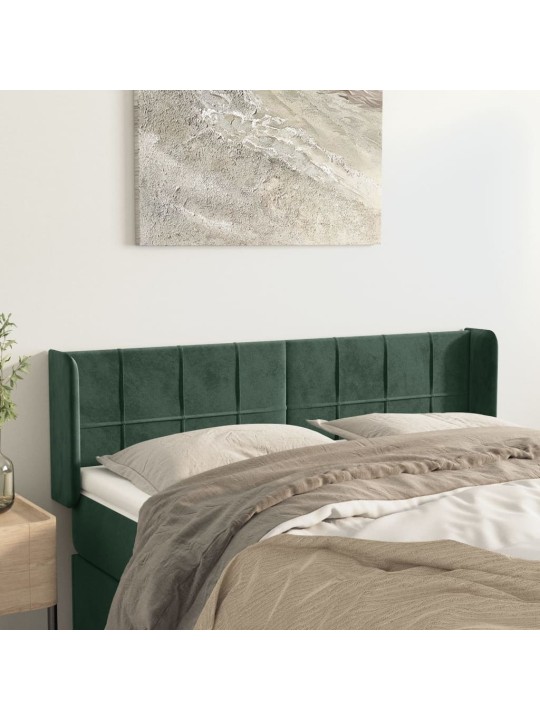 Čelo postele typu ušák tmavě zelená 147x16x78/88 cm samet