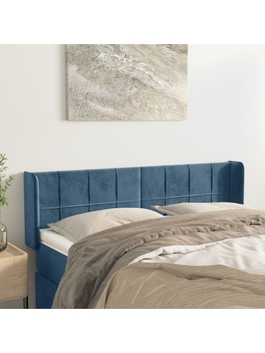 Čelo postele typu ušák tmavě modrá 147x16x78/88 cm samet