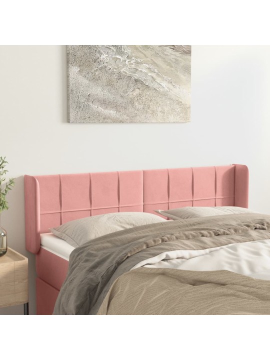 Čelo postele typu ušák růžová 147x16x78/88 cm samet
