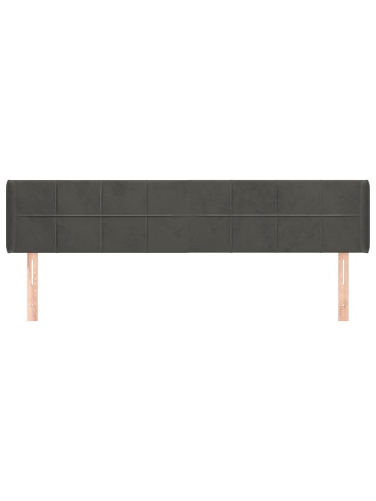 Čelo postele typu ušák tmavě šedé 163x16x78/88 cm samet
