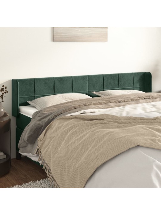 Čelo postele typu ušák tmavě zelená 163x16x78/88 cm samet