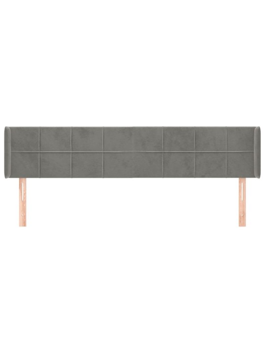 Čelo postele typu ušák světle šedé 183x16x78/88 cm samet