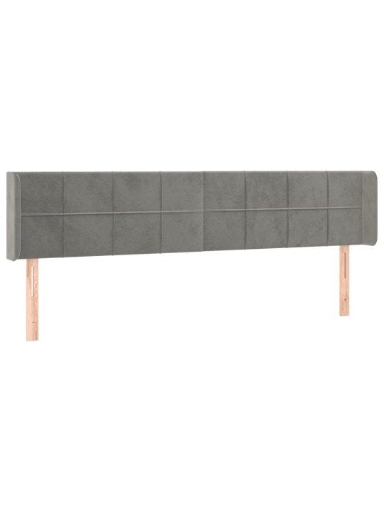 Čelo postele typu ušák světle šedé 203x16x78/88 cm samet
