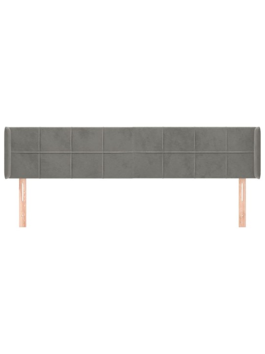 Čelo postele typu ušák světle šedé 203x16x78/88 cm samet