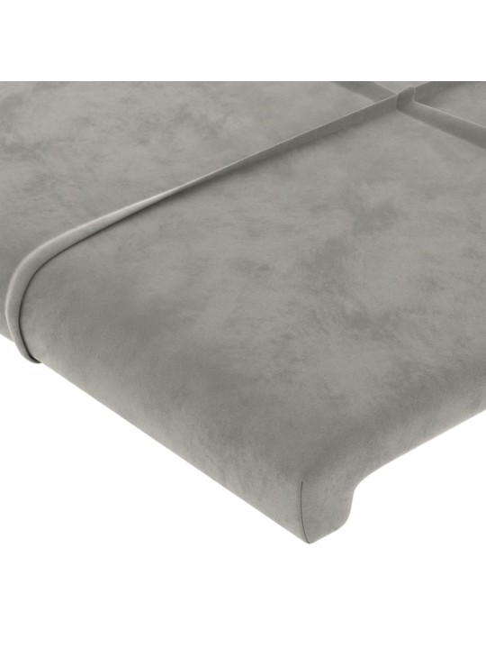 Čelo postele typu ušák světle šedé 203x16x78/88 cm samet