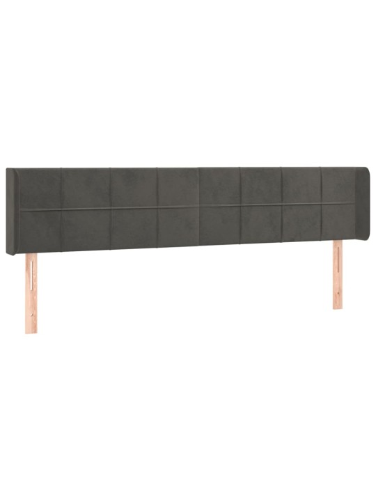 Čelo postele typu ušák tmavě šedé 203x16x78/88 cm samet