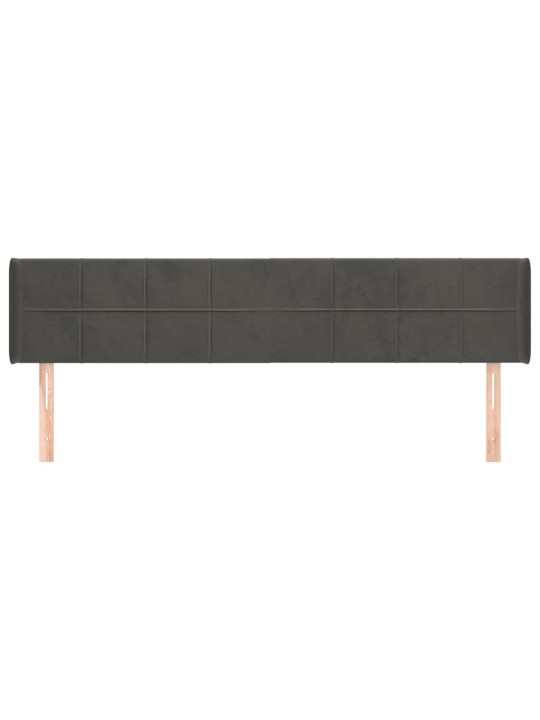 Čelo postele typu ušák tmavě šedé 203x16x78/88 cm samet