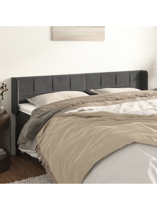 Čelo postele typu ušák tmavě šedé 203x16x78/88 cm samet