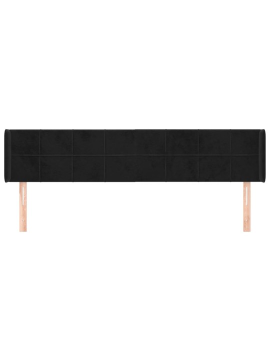 Čelo postele typu ušák černé 203x16x78/88 cm samet