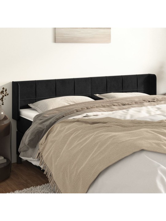 Čelo postele typu ušák černé 203x16x78/88 cm samet
