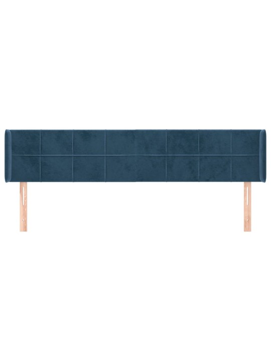 Čelo postele typu ušák tmavě modrá 203x16x78/88 cm samet