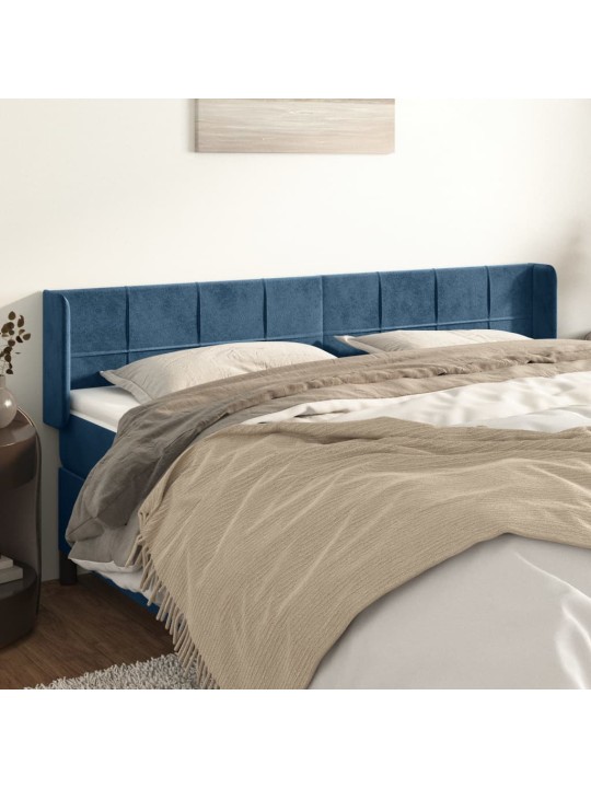 Čelo postele typu ušák tmavě modrá 203x16x78/88 cm samet