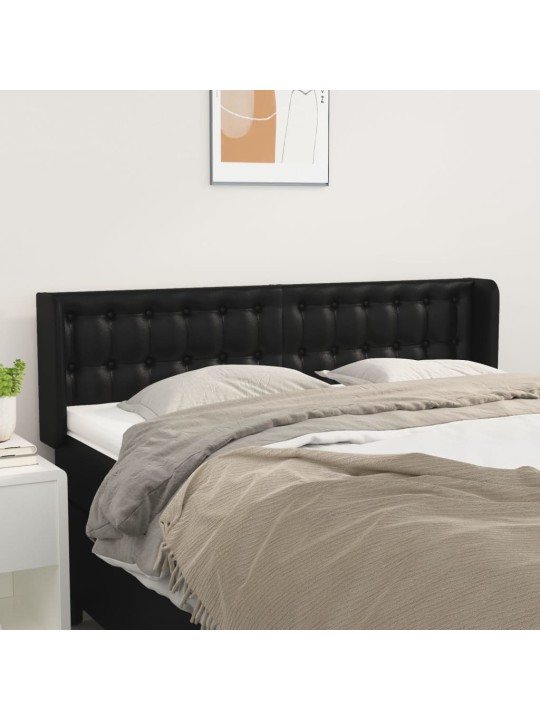 Čelo postele typu ušák černé 147x16x78/88 cm umělá kůže