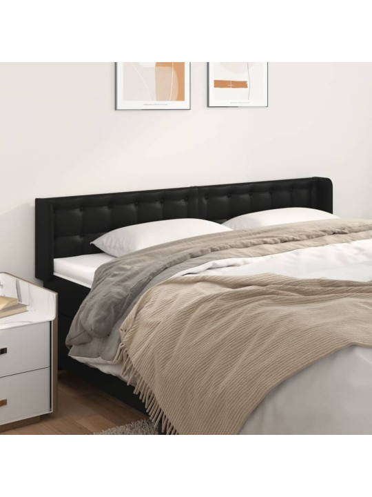 Čelo postele typu ušák černé 163x16x78/88 cm umělá kůže