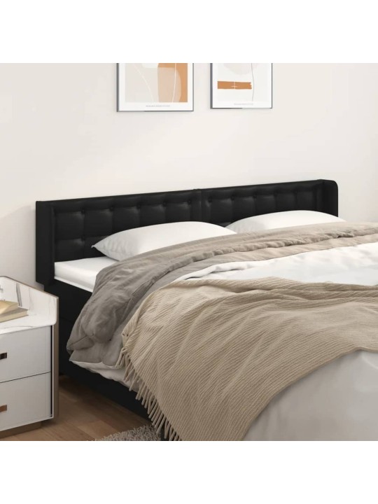 Čelo postele typu ušák černé 203x16x78/88 cm umělá kůže