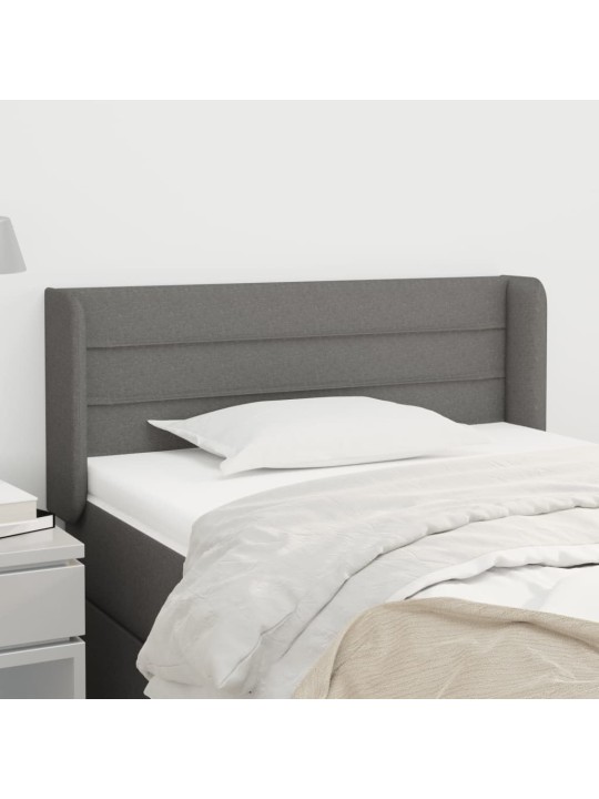 Čelo postele typu ušák tmavě šedé 83x16x78/88 cm textil