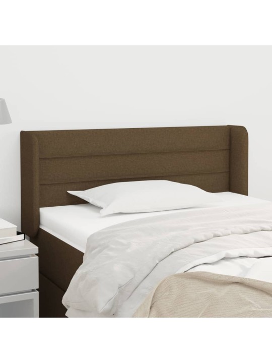 Čelo postele typu ušák tmavě hnědé 83 x 16 x 78/88 cm textil